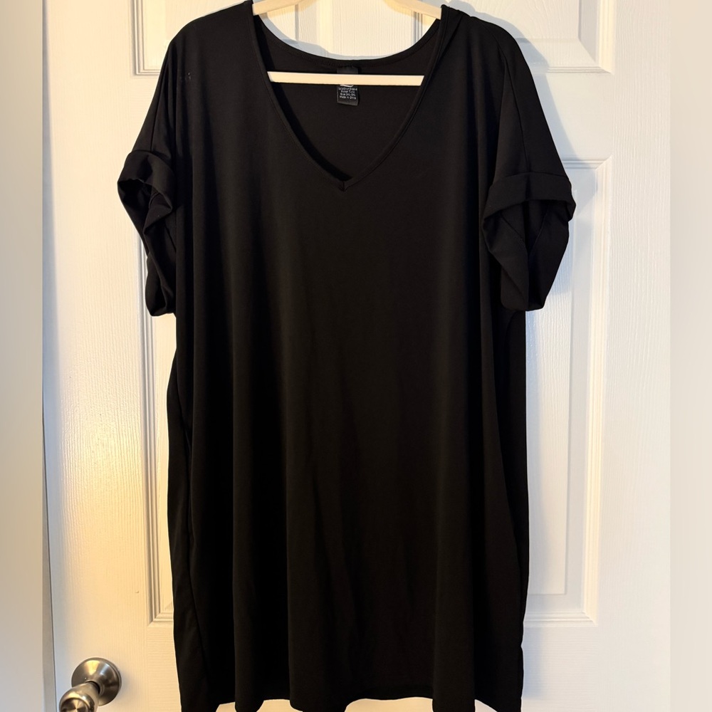 Black V-Neck Women's Top